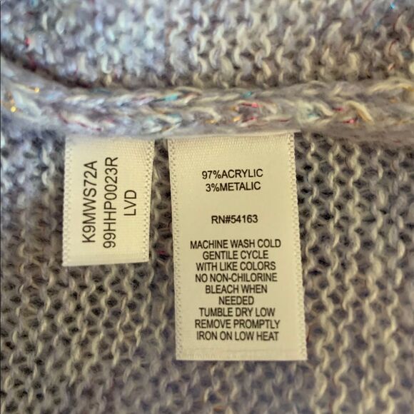 Kensie Lavender Metallic Faux Wrap Sweater - Picture 10 of 11